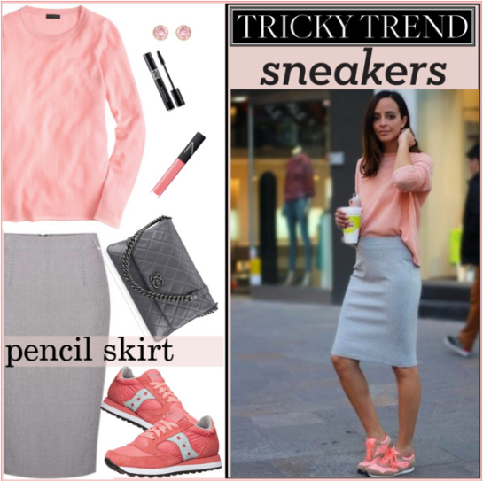 Pencil Skirt & Sneakers Pink:Grey by melindairenes